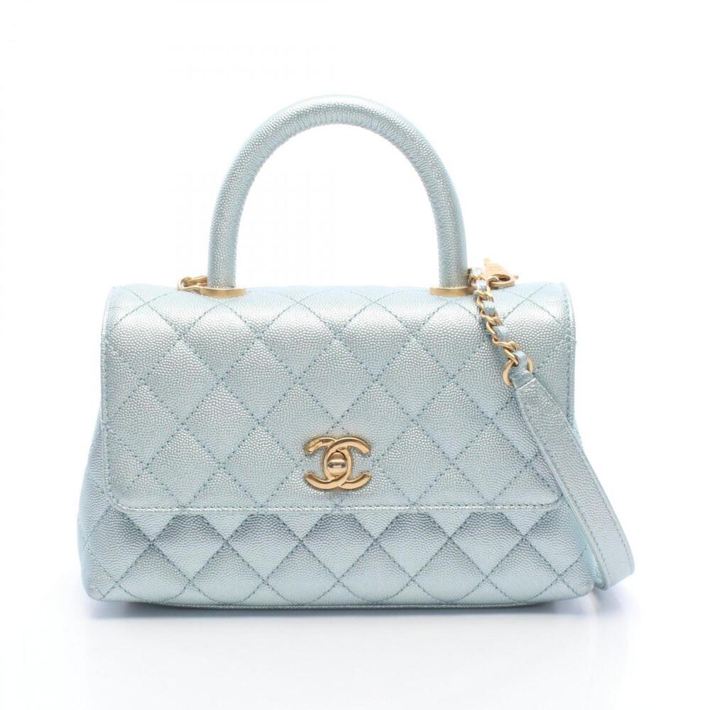 Chanel Coco Handle Flap Matelassé Metallic Handbag, Caviar Leather (Grained C...